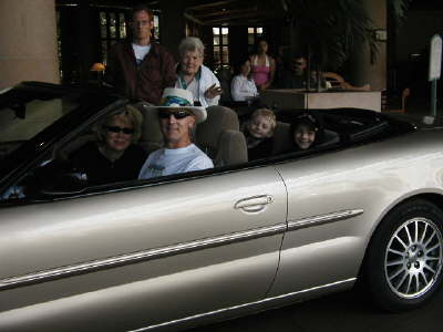 Rick/Karen & boys in convertible